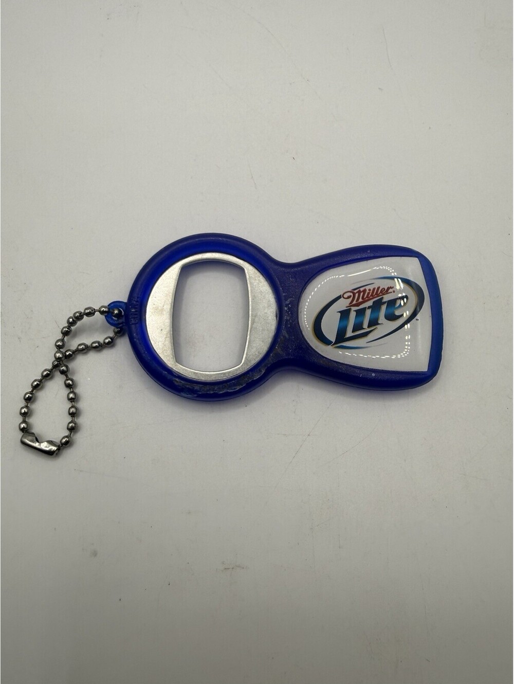 Vintage MILLER LITE 2-way FLIP & TWIST Bottle Cap Opener Keychain Acrylic/Metal